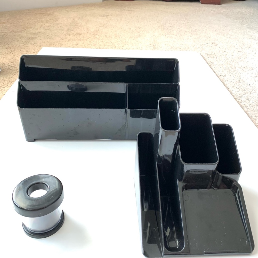 Set of 3 Office Desk Stationary Black